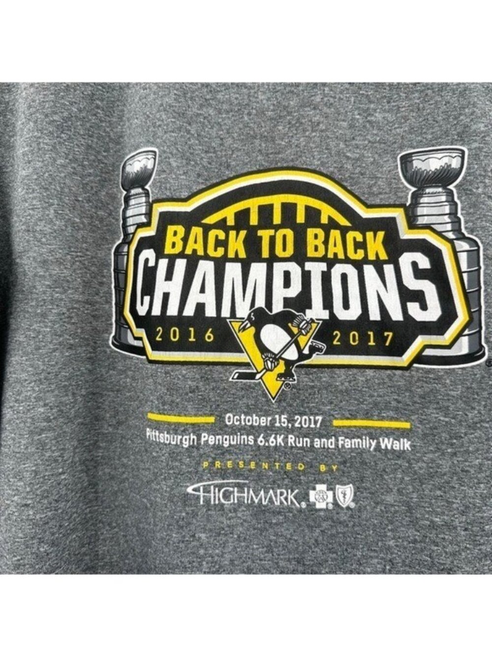 2017 Pittsburgh Penguins Lemieux 6.6K Charity Run Walk Women's 2XL Stanley Cup - Picture 3 of 6